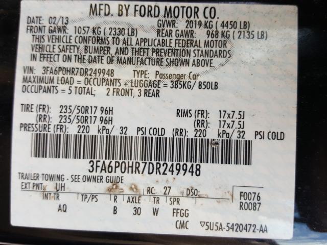 Photo 9 VIN: 3FA6P0HR7DR249948 - FORD FUSION SE 