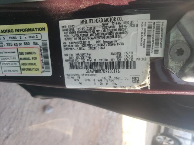 Photo 9 VIN: 3FA6P0HR7DR250176 - FORD FUSION SE 