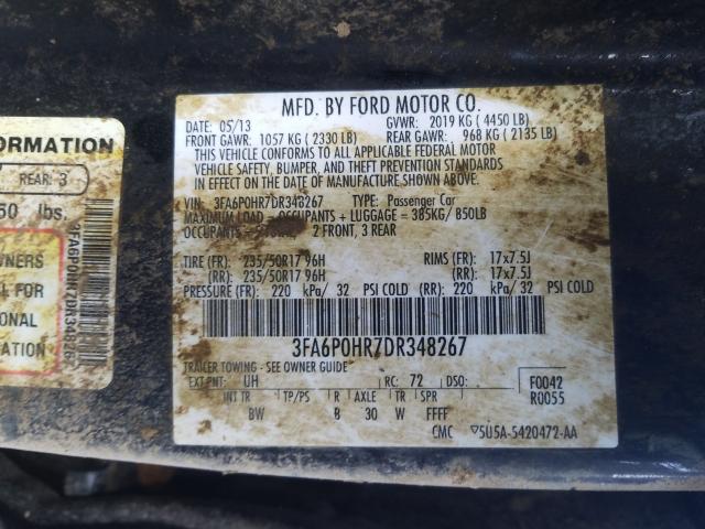 Photo 9 VIN: 3FA6P0HR7DR348267 - FORD FUSION SE 