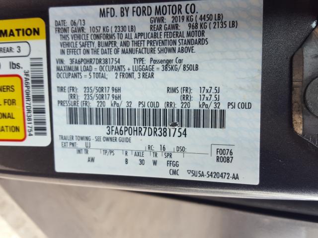 Photo 9 VIN: 3FA6P0HR7DR381754 - FORD FUSION 