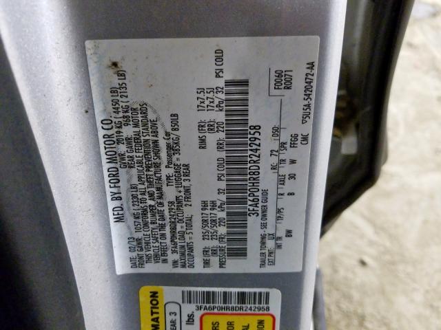 Photo 9 VIN: 3FA6P0HR8DR242958 - FORD FUSION SE 