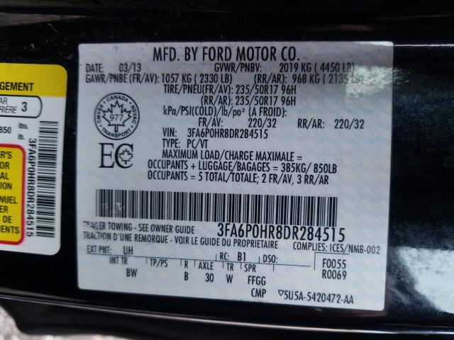 Photo 9 VIN: 3FA6P0HR8DR284515 - FORD FUSION SE 