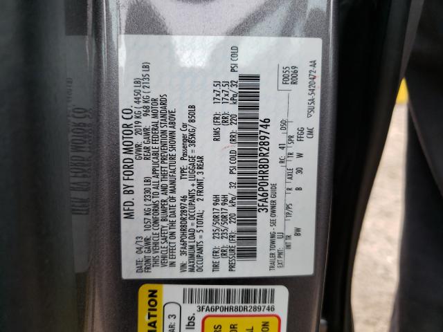 Photo 9 VIN: 3FA6P0HR8DR289746 - FORD FUSION SE 