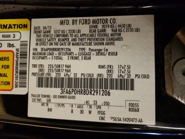 Photo 9 VIN: 3FA6P0HR8DR291206 - FORD FUSION SE 