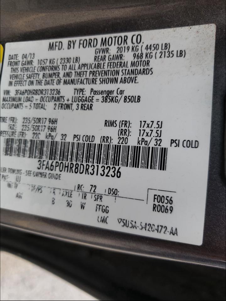 Photo 9 VIN: 3FA6P0HR8DR313236 - FORD FUSION SE 