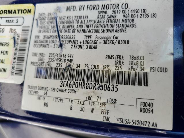 Photo 11 VIN: 3FA6P0HR8DR330635 - FORD FUSION SE 