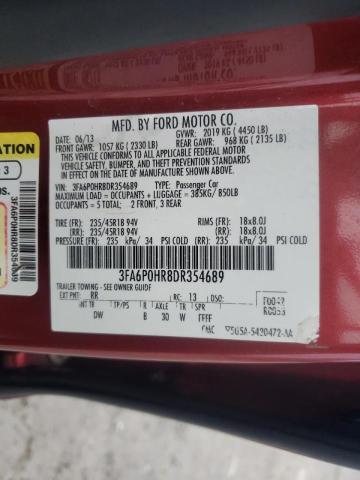 Photo 11 VIN: 3FA6P0HR8DR354689 - FORD FUSION SE 