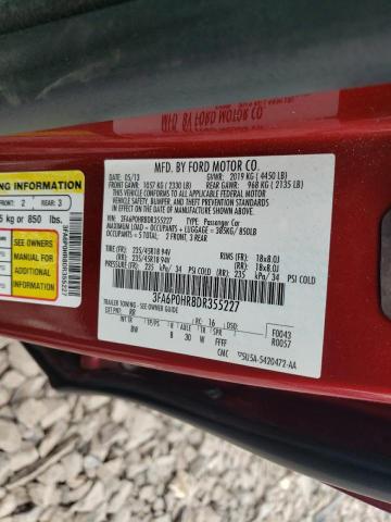 Photo 11 VIN: 3FA6P0HR8DR355227 - FORD FUSION 