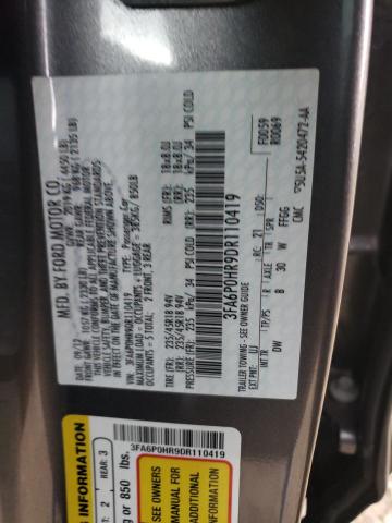 Photo 9 VIN: 3FA6P0HR9DR110419 - FORD FUSION SE 