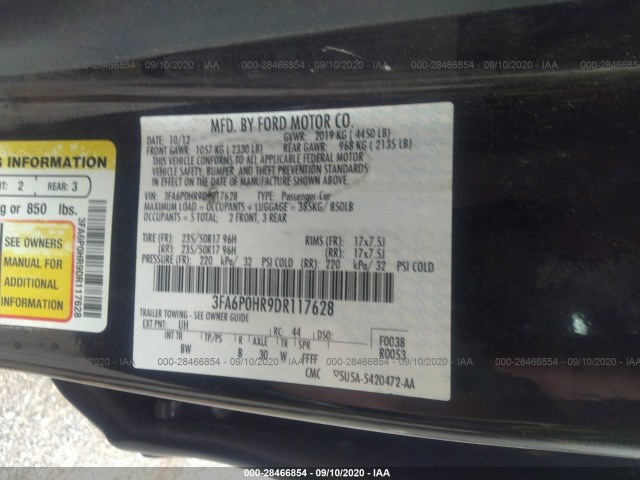 Photo 8 VIN: 3FA6P0HR9DR117628 - FORD FUSION 