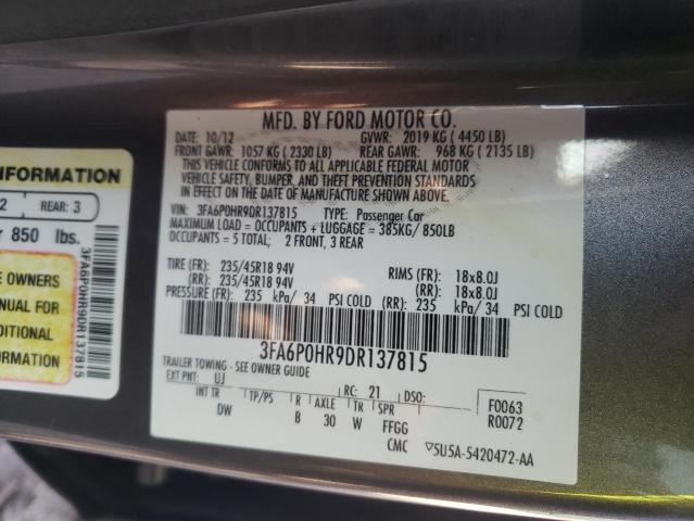 Photo 9 VIN: 3FA6P0HR9DR137815 - FORD FUSION SE 