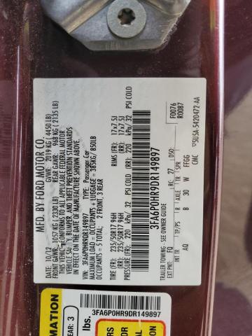 Photo 12 VIN: 3FA6P0HR9DR149897 - FORD FUSION SE 