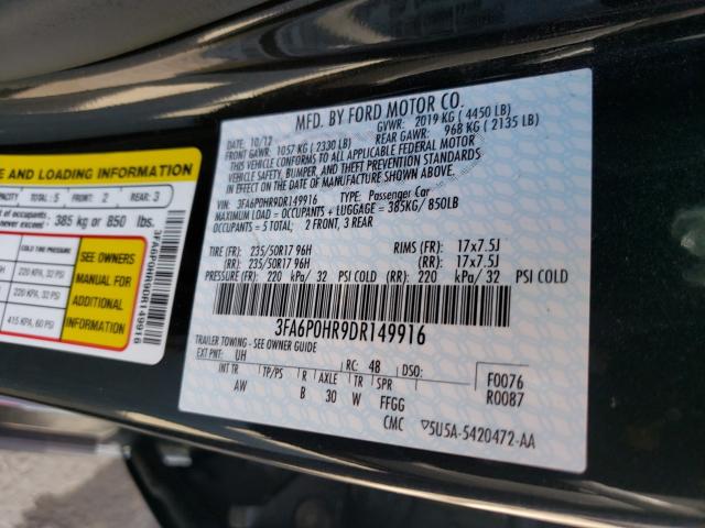 Photo 9 VIN: 3FA6P0HR9DR149916 - FORD FUSION SE 