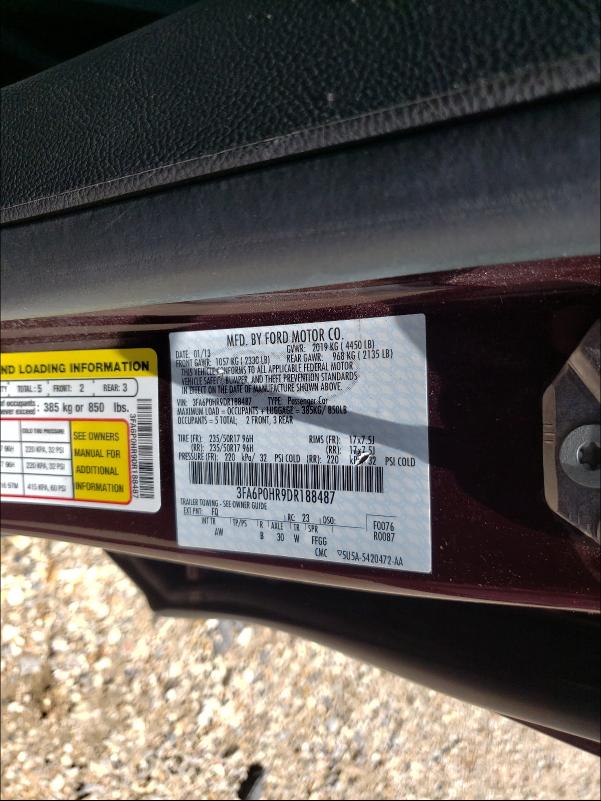 Photo 9 VIN: 3FA6P0HR9DR188487 - FORD FUSION SE 