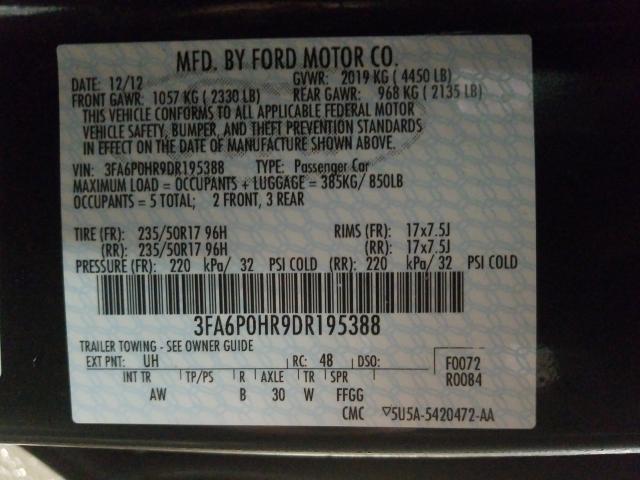 Photo 9 VIN: 3FA6P0HR9DR195388 - FORD FUSION SE 