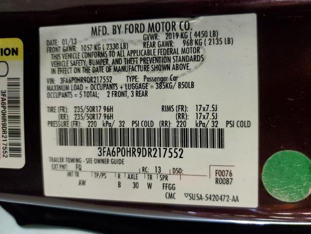 Photo 11 VIN: 3FA6P0HR9DR217552 - FORD FUSION SE 