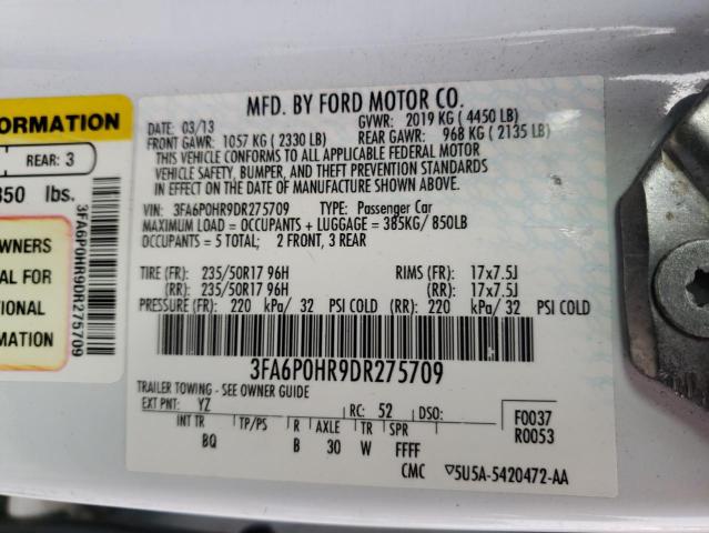 Photo 9 VIN: 3FA6P0HR9DR275709 - FORD FUSION SE 