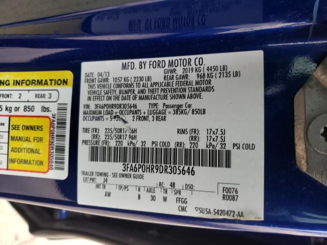 Photo 9 VIN: 3FA6P0HR9DR305646 - FORD FUSION SE 