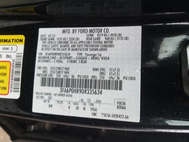 Photo 9 VIN: 3FA6P0HR9DR335634 - FORD FUSION SE 