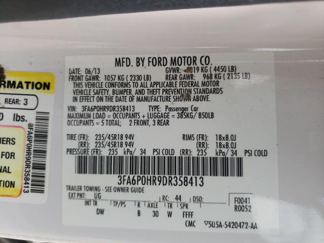 Photo 9 VIN: 3FA6P0HR9DR358413 - FORD FUSION SE 