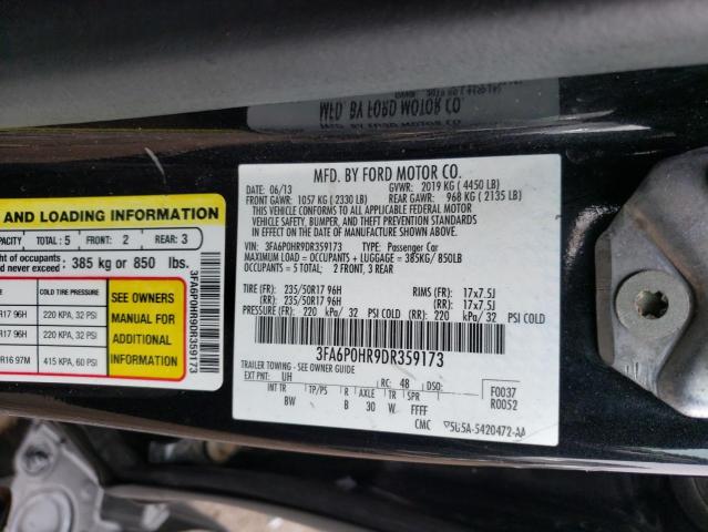 Photo 12 VIN: 3FA6P0HR9DR359173 - FORD FUSION 