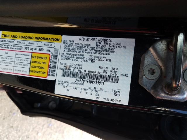 Photo 9 VIN: 3FA6P0HR9DR369931 - FORD FUSION SE 