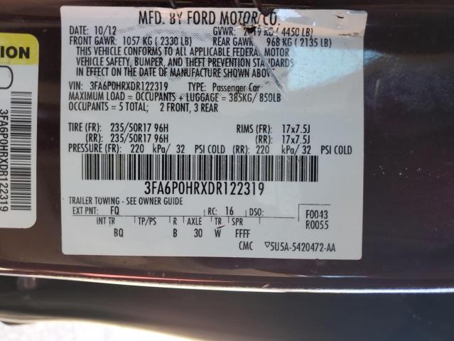 Photo 12 VIN: 3FA6P0HRXDR122319 - FORD FUSION 