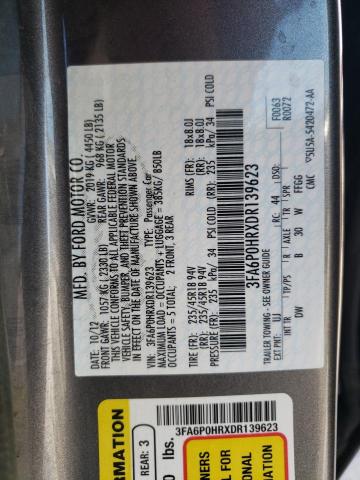 Photo 9 VIN: 3FA6P0HRXDR139623 - FORD FUSION SE 