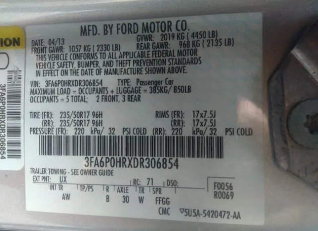 Photo 8 VIN: 3FA6P0HRXDR306854 - FORD FUSION 