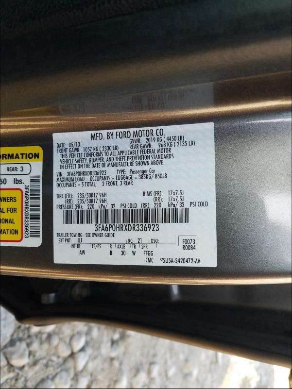 Photo 9 VIN: 3FA6P0HRXDR336923 - FORD FUSION SE 