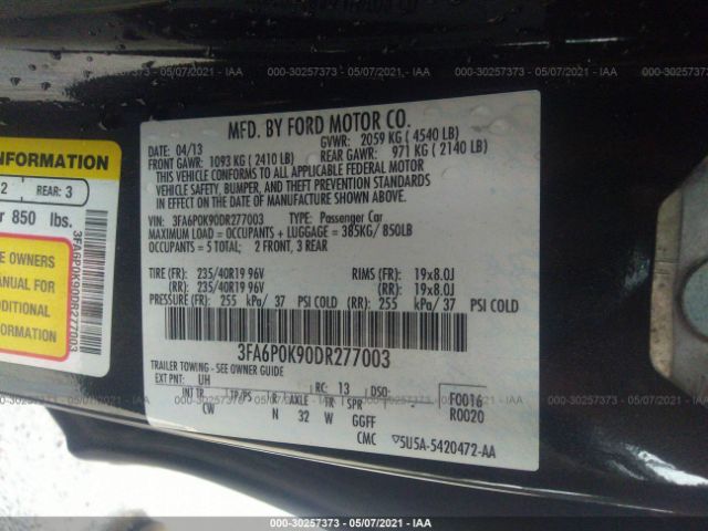 Photo 8 VIN: 3FA6P0K90DR277003 - FORD FUSION 