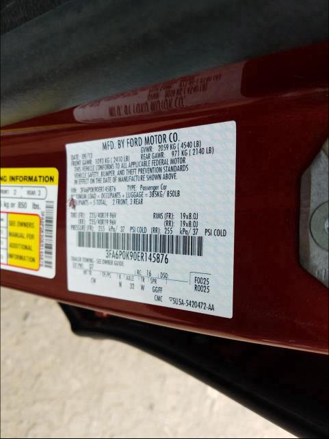 Photo 9 VIN: 3FA6P0K90ER145876 - FORD FUSION TIT 