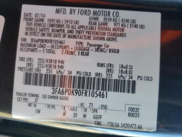 Photo 9 VIN: 3FA6P0K90FR105461 - FORD FUSION TIT 