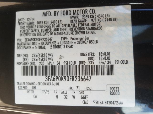 Photo 9 VIN: 3FA6P0K90FR236647 - FORD FUSION TIT 