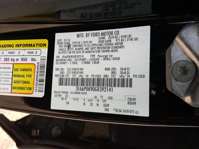 Photo 9 VIN: 3FA6P0K90GR392141 - FORD FUSION 