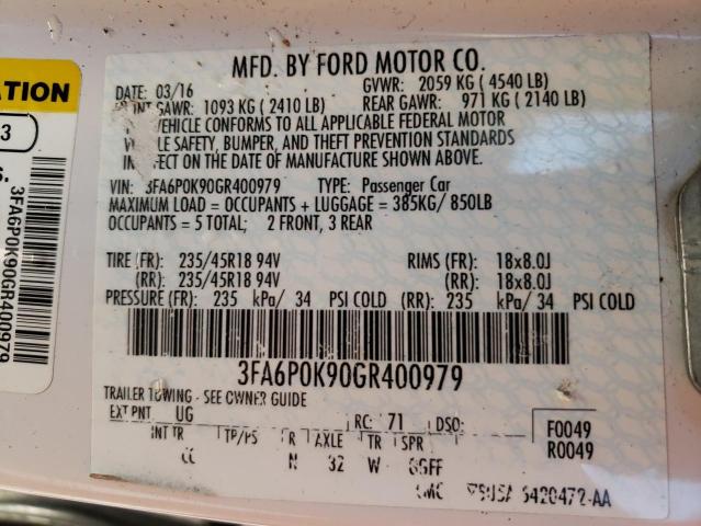 Photo 11 VIN: 3FA6P0K90GR400979 - FORD FUSION TIT 