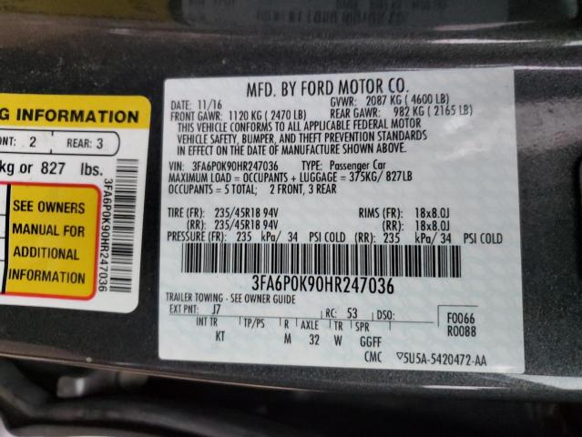 Photo 12 VIN: 3FA6P0K90HR247036 - FORD FUSION 