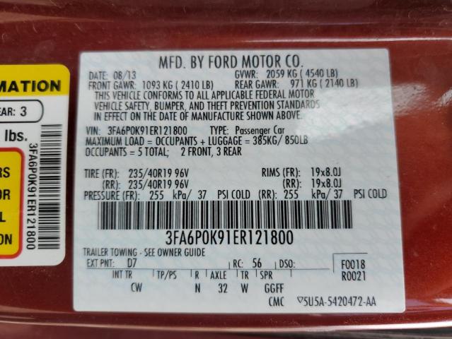 Photo 11 VIN: 3FA6P0K91ER121800 - FORD FUSION 