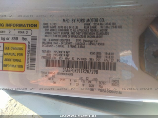 Photo 8 VIN: 3FA6P0K91ER207298 - FORD FUSION 