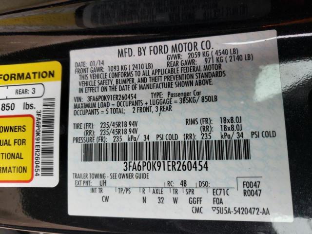 Photo 9 VIN: 3FA6P0K91ER260454 - FORD FUSION TIT 