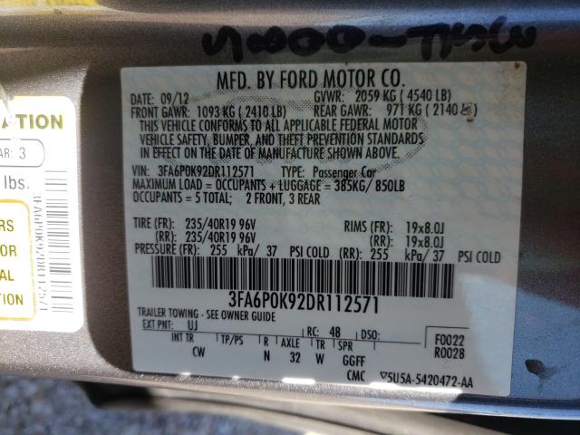 Photo 9 VIN: 3FA6P0K92DR112571 - FORD FUSION TIT 