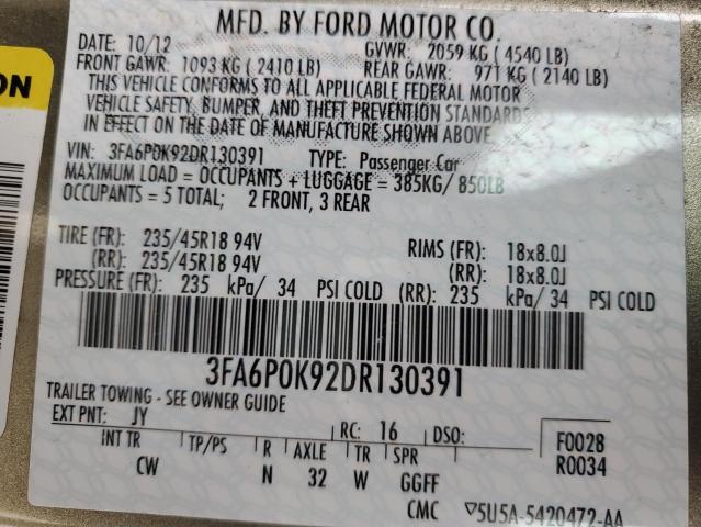 Photo 11 VIN: 3FA6P0K92DR130391 - FORD FUSION 