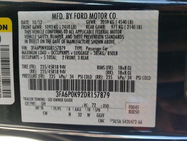 Photo 9 VIN: 3FA6P0K92DR157879 - FORD FUSION TIT 