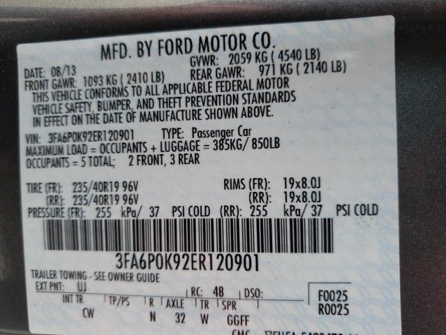 Photo 9 VIN: 3FA6P0K92ER120901 - FORD FUSION TIT 