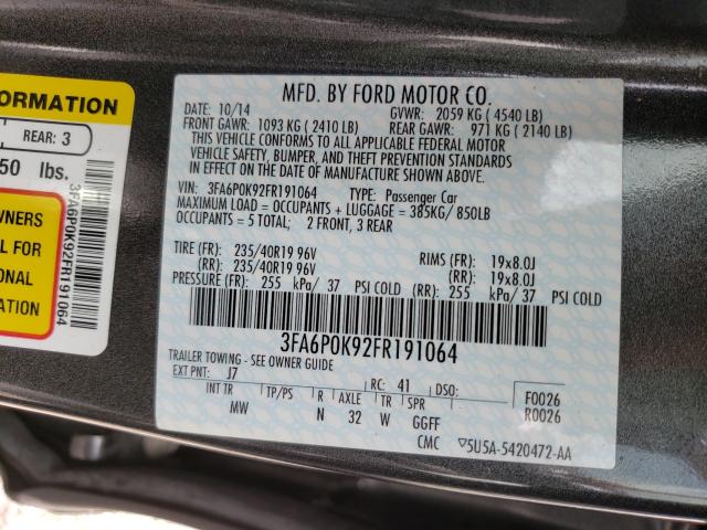 Photo 9 VIN: 3FA6P0K92FR191064 - FORD FUSION 