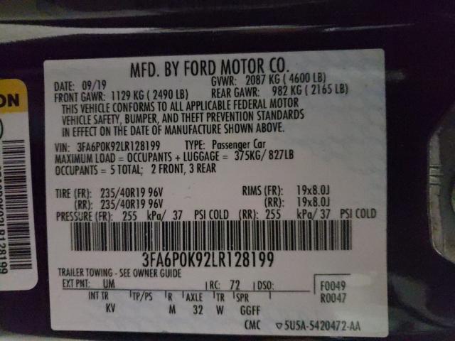 Photo 9 VIN: 3FA6P0K92LR128199 - FORD FUSION TIT 