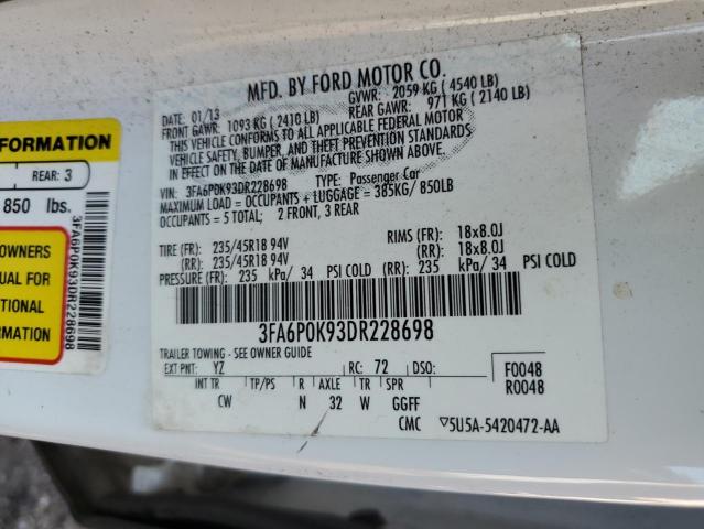 Photo 11 VIN: 3FA6P0K93DR228698 - FORD FUSION TIT 