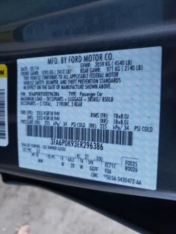 Photo 9 VIN: 3FA6P0K93ER296386 - FORD FUSION 