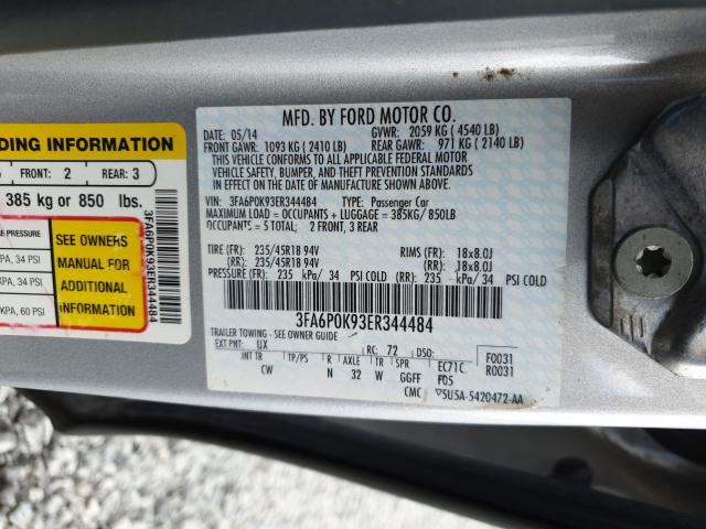 Photo 9 VIN: 3FA6P0K93ER344484 - FORD FUSION TIT 