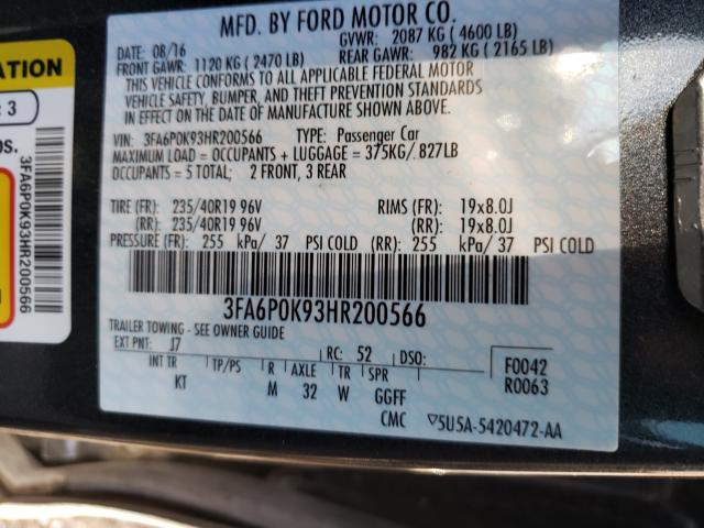 Photo 9 VIN: 3FA6P0K93HR200566 - FORD FUSION TIT 